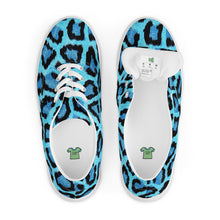 Load image into Gallery viewer, Women’s Blue Leopard Skin Print lace-up canvas shoes