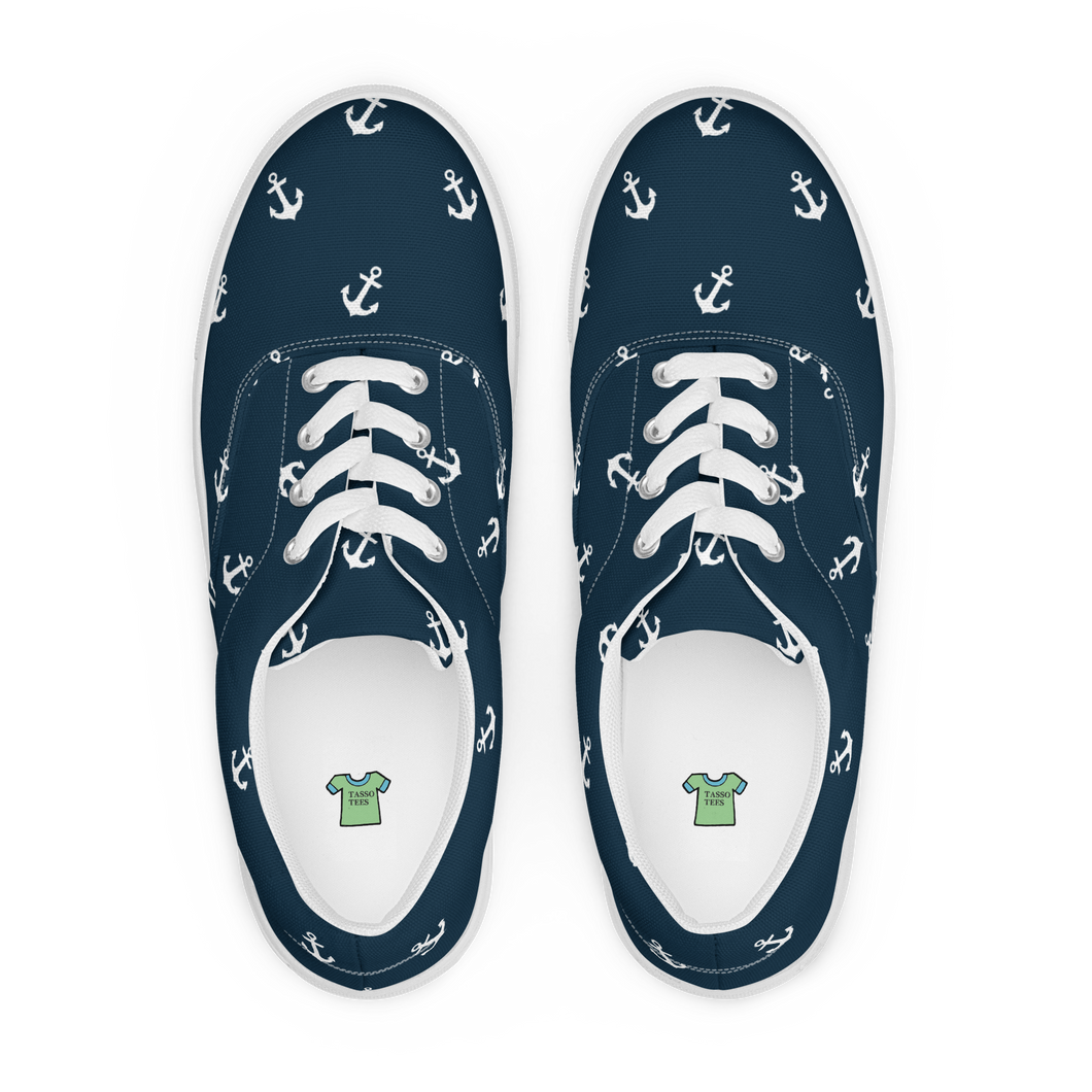 Blue With Nautical Anchors Women’s lace-up canvas shoes