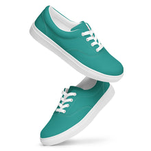 Load image into Gallery viewer, Women’s Teal lace-up canvas shoes, Aqua Blue Shoes