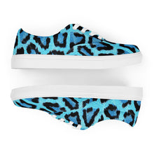 Load image into Gallery viewer, Women’s Blue Leopard Skin Print lace-up canvas shoes