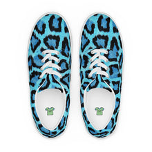 Load image into Gallery viewer, Women’s Blue Leopard Skin Print lace-up canvas shoes