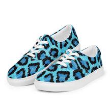 Load image into Gallery viewer, Women’s Blue Leopard Skin Print lace-up canvas shoes