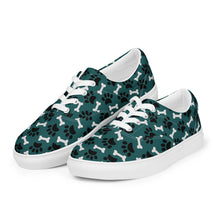 Load image into Gallery viewer, Paw Prints and Bones Women’s lace-up canvas shoes