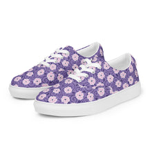 Load image into Gallery viewer, Pink Flowers Women’s lace-up canvas shoes