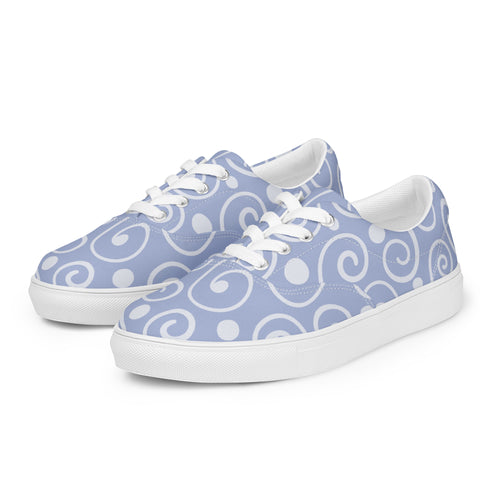 Blue Abstract Women’s lace-up canvas shoes