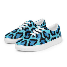 Load image into Gallery viewer, Women’s Blue Leopard Skin Print lace-up canvas shoes