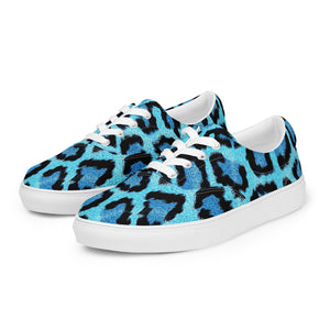 Women’s Blue Leopard Skin Print lace-up canvas shoes