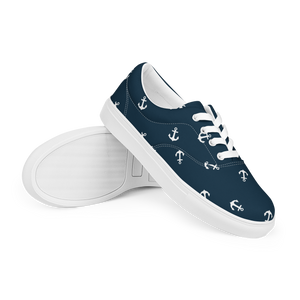 Blue With Nautical Anchors Women’s lace-up canvas shoes