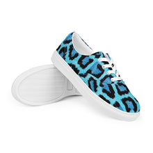 Load image into Gallery viewer, Women’s Blue Leopard Skin Print lace-up canvas shoes