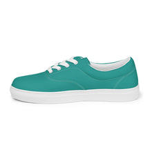 Load image into Gallery viewer, Women’s Teal lace-up canvas shoes, Aqua Blue Shoes