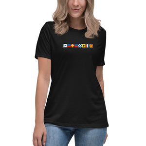 Serenity  Spelled Out In Signal  Flags Women's Relaxed T-Shirt, Semaphore Flag Design Shirt, Nautical T-shirt
