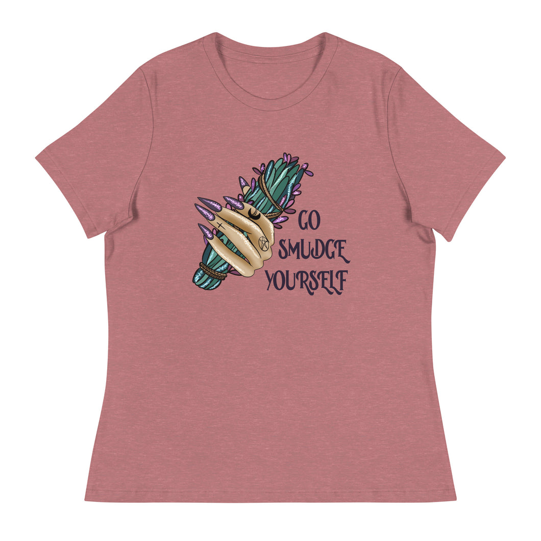 Women's Relaxed Funny Halloween T-Shirt,  Go Smudge Yourself