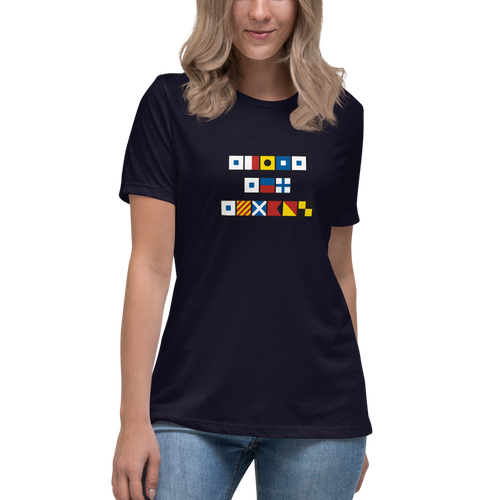 Ship's Sex Symbol Spelled Out With Semaphore Flags Women's Relaxed T-Shirt, Boating Shirt, Sailing Shirt, Gift For Boaters