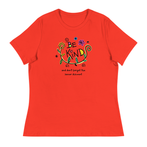 Funny Women's Relaxed T-Shirt, Be Kind And Don't Forget The Senior Discount,  Gift For Grandma, Gift For Senior