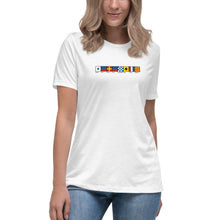 Load image into Gallery viewer, Serenity  Spelled Out In Signal  Flags Women&#39;s Relaxed T-Shirt, Semaphore Flag Design Shirt, Nautical T-shirt