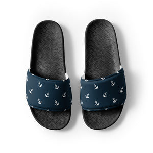 Blue Nautical Themed Women's slides, Blue Slide Shoes, Boating Sandals