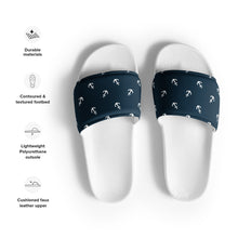 Load image into Gallery viewer, Blue Nautical Themed Women&#39;s slides, Blue Slide Shoes, Boating Sandals