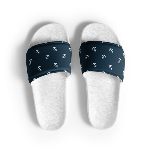 Blue Nautical Themed Women's slides, Blue Slide Shoes, Boating Sandals