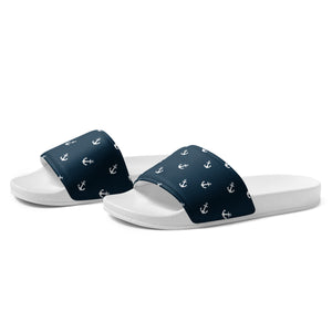 Blue Nautical Themed Women's slides, Blue Slide Shoes, Boating Sandals