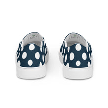 Load image into Gallery viewer, Women’s Blue With White Polka Dots slip-on canvas shoes