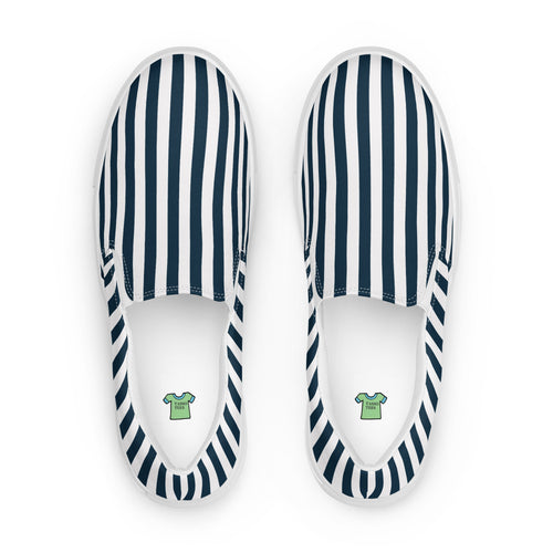 Blue and White Striped Women’s slip-on canvas shoes