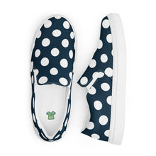 Load image into Gallery viewer, Women’s Blue With White Polka Dots slip-on canvas shoes