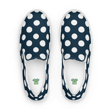 Load image into Gallery viewer, Women’s Blue With White Polka Dots slip-on canvas shoes