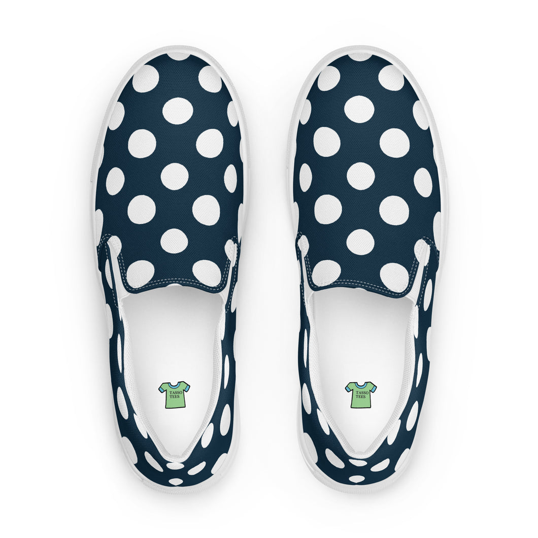 Women’s Blue With White Polka Dots slip-on canvas shoes