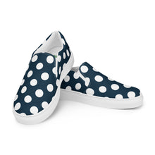 Load image into Gallery viewer, Women’s Blue With White Polka Dots slip-on canvas shoes