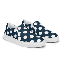 Load image into Gallery viewer, Women’s Blue With White Polka Dots slip-on canvas shoes