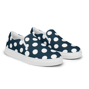 Women’s Blue With White Polka Dots slip-on canvas shoes